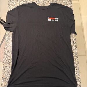 Black 'I Brake for the Halibut' Tee